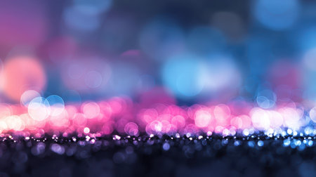 A bokeh background soft blurred lights in electric blue and pink, dreamy abstract festive moodの素材