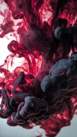 A red ink black ink dramatic splash abstract swirling water artistic creativeの素材