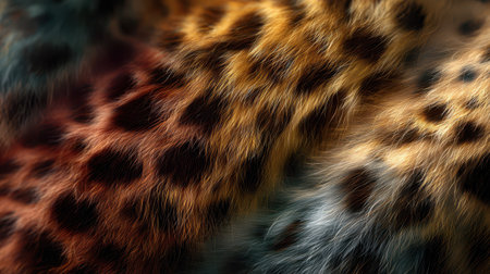 A leopard fur animal pattern texture wild nature brown orange black soft closeup backgroundの素材