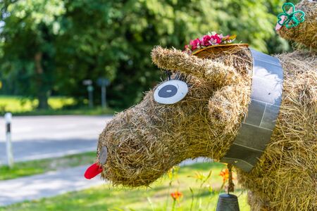 various haystacks stacked on top of each  otherの写真素材