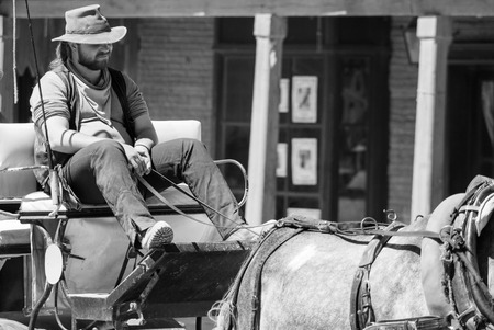 Tabernas, Spain -Cowboys show in an old city to the west of Fort Bravo Texas Hollywood in Tabernas,...