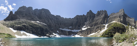 Panoramic View of Iceberg Lake in Glacier National Park, Montana, United States.の写真素材