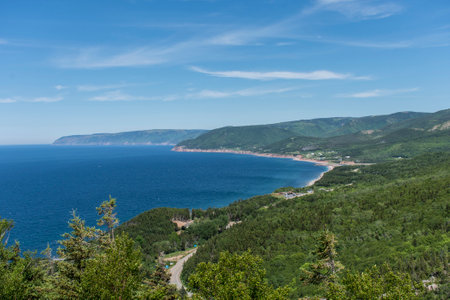 View of Northwestern side of the Cabot Trail on Cape Breton Island.の写真素材