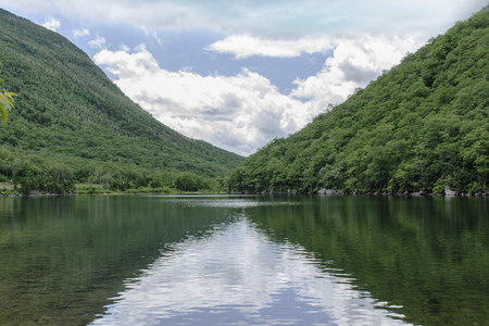 Profile Lake in Franconia Notch State Park, New Hampshire, United Statesの写真素材