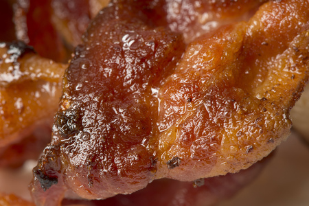 Closeup of Cooked Bacon, showing texture.