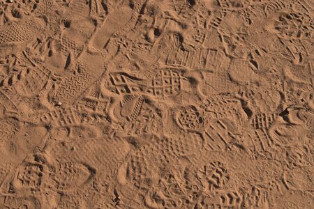 Footprints in Orange Sand - Taken at Colorado National Monument, USAの写真素材
