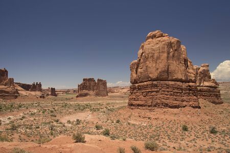 La Sal Mountains Viewpoint in Arches National Park, Utah, USAの写真素材