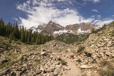 Maroon Bells seen from the Crater Lake Trail, Colorado, USAの写真素材