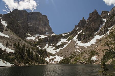 View of Emerald Lake, Colorado in Rocky Mountain National Park.の写真素材