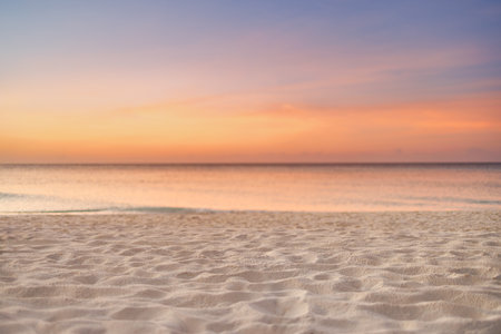 Sea ocean water surface. Closeup calm waves ripples. Dream seascape horizon soft sunset light. Earth...