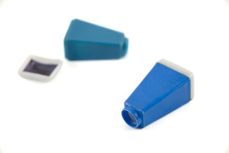 Two small photograph viewers over white background.