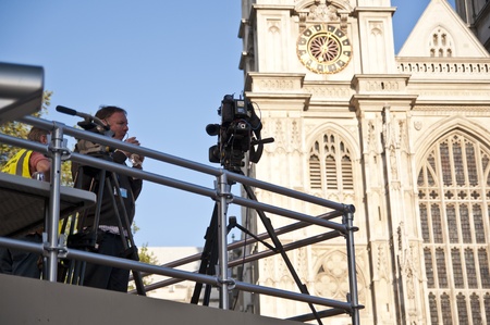 LONDON - APRIL 27: The media is strongly present at Westminster Abbey for Prince William and...