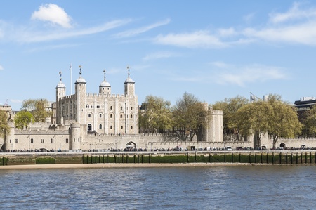 LONDON, UK - APRIL 30: The Tower of London seen from the Thames south bank. April 30, 2012 in London. The fortress dates back from the 1070s.のeditorial素材
