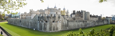 LONDON, UK - APRIL 30: Panoramic shot of the Tower of London. April 30, 2012 in London. The fortress dates back from the 1070s.のeditorial素材