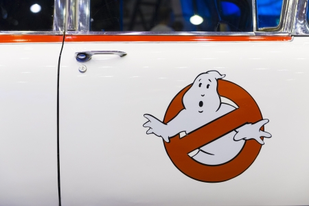 LONDON, UK - JULY 06: Ghostbusters car Ecto 1 replica at the London Film and Comic Convention at the...