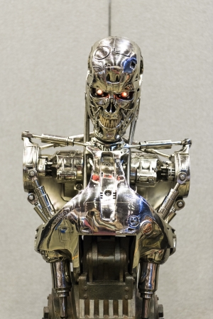 LONDON, UK - JULY 06: Replica of Terminator 2 killer robot at the London Film and Comic Convention at the Earls Court Two Exhibition Centre. July 06, 2013 in London.のeditorial素材