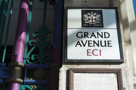 LONDON, UK - FEBRUARY 16: Detail of street signs in Smithfield meat market.The building is over one...