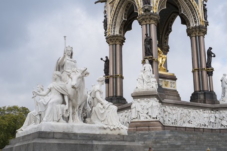 LONDON, UK - SEPTEMBER 15:  Detail of one of the four main statues in each corner of the Albert Memorial in Kensington Gardens. September 15, 2013 in London.のeditorial素材