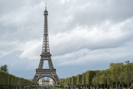 PARIS, FRANCE - OCTOBER 20: The Eiffel tower seen from Champ de Mars. October 20, 2013 in Paris.のeditorial素材