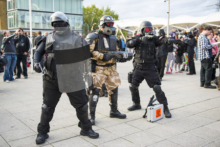 LONDON, UK - OCTOBER 26: Cosplayers dressed as a  characters from Warhammer for the Comicon at the Excel Centre's MCM Expo. October 26, 2013 in London.のeditorial素材