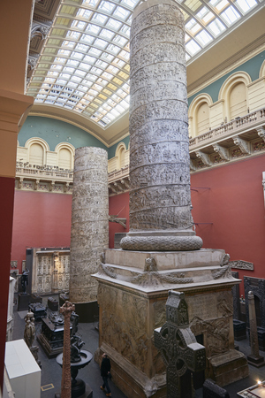 LONDON, UK - DECEMBER 20: The Cast Courts at the Victoria and Albert Museum. December 20, 2014 in London. The room includes a plaster copy of Trajanのeditorial素材