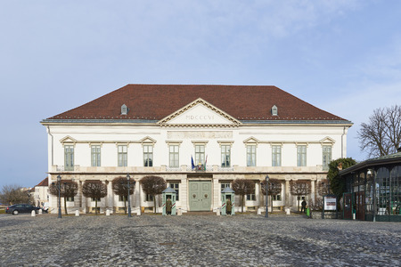 BUDAPEST, HUNGARY - FEBRUARY 02: Facade of Sandor Palace. February 02, 2016 in Budapest.のeditorial素材