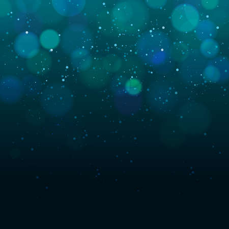 Blurred bokeh light on dark blue background. Premium Vector. Defocused blinking stars, sparks.のイラスト素材