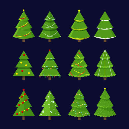 Cartoon Christmas tree. Christmas Tree Cartoon Images.のイラスト素材