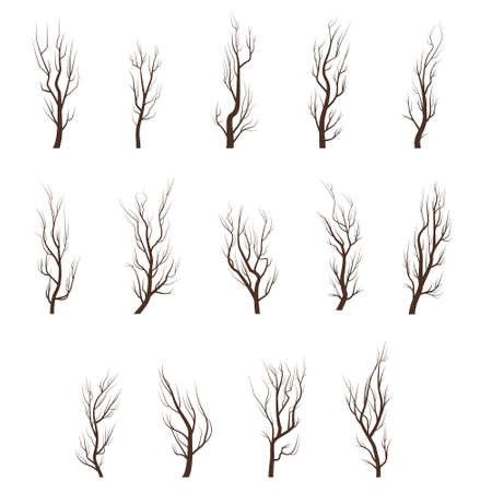 Dry tree branches. Different tree branches set.のイラスト素材