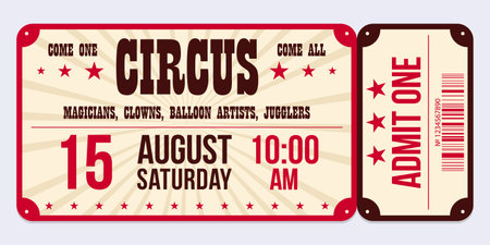 Circus ticket. Vector Image. Horizontal circus ticket.のイラスト素材