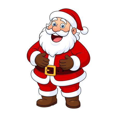 Cartoon cute Santa Claus on a white background. Vector illustration. Christmas happy Santa Claus.のイラスト素材