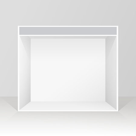 Exhibition stand for mockup. Blank rectangle room for trade show isolated vector render.のイラスト素材