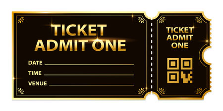 Realistic ticket admit for festivals, event, theater, concert, play.