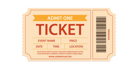 Realistic ticket admit for festivals, event, theater, concert, play.