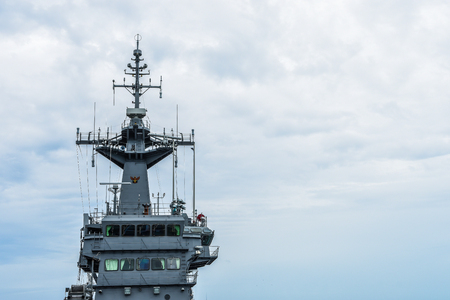 SATTAHIP, THAILAND - JULY 10 2016: HTMS Chakri Naruebet aircraft carrier at Juksamet Port Sattahip. The port is one of the few deep-water ports of Thailand for Naval base and commercial ships.のeditorial素材