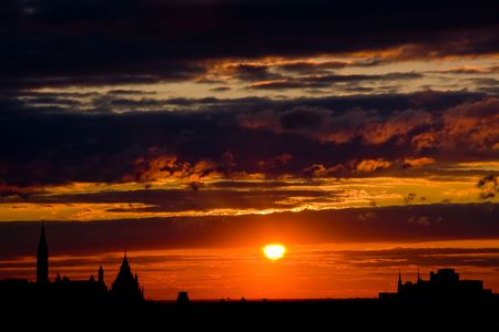city in sunset, ottawa, canadaの写真素材
