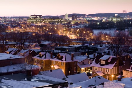 the nightfall of Ottawa after snowの写真素材