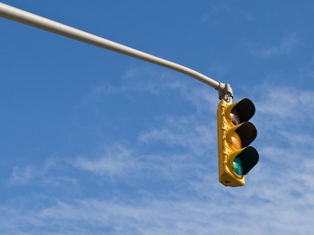traffic light with blue  sky backgroundの写真素材