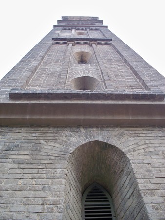 Low angle view of a bell tower of churchの写真素材