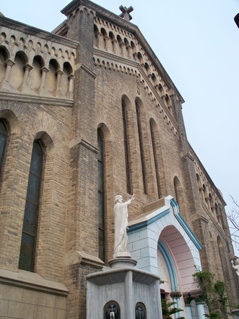 Exterior view of a cathedralの写真素材