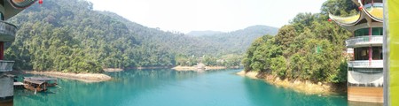 Panoramic view of river sceneryの写真素材