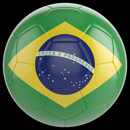 3d render football with Brazil flag の写真素材