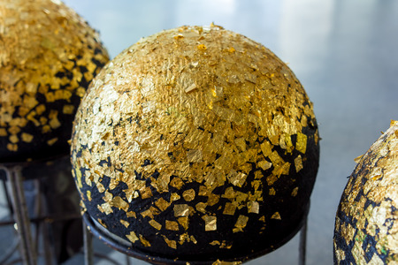 Round Stone with gold Sheet.の写真素材