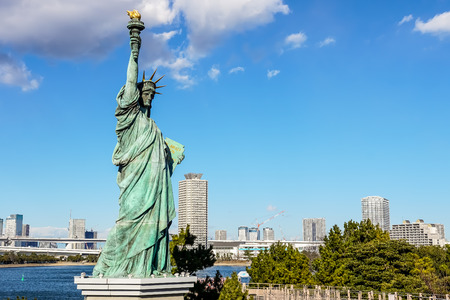 A replica of statue of liberty in Odaiba, Japanの写真素材