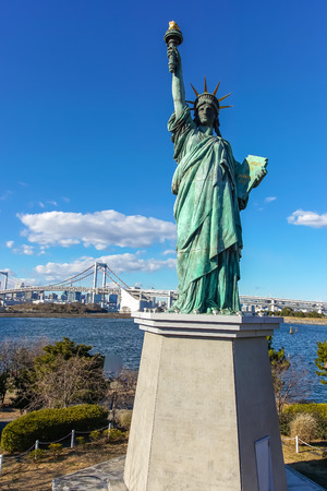 A replica of statue of liberty in Odaiba, Japanの写真素材