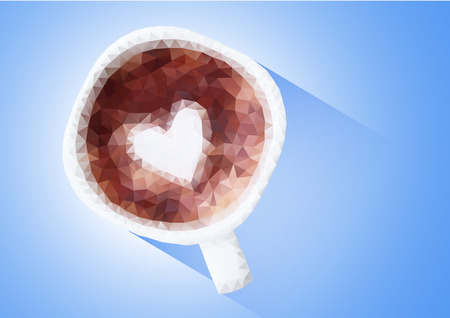 Low poly coffee cup with heart shape.のイラスト素材
