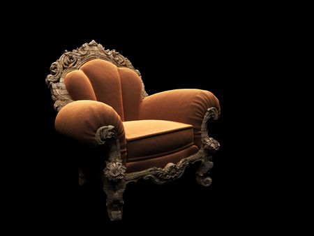 classic chair in the dark  の写真素材