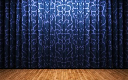 blue velvet curtain opening scene の写真素材