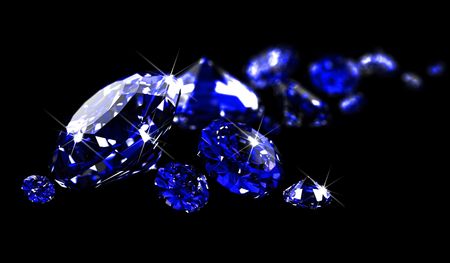 Sapphires on black surface の写真素材