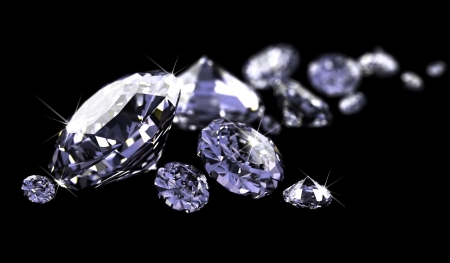 Diamonds on black surface の写真素材